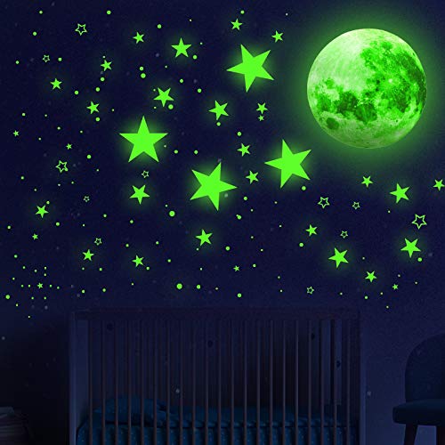 1108 Pcs Glow in The Dark Stars & Moon Wall Decal