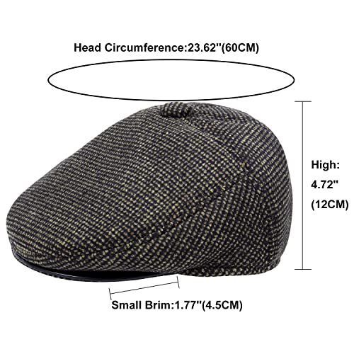Thick Warm Woolen Beret for Men Solid Color Fold-Down Ear Protection Irish Duckbill Caps