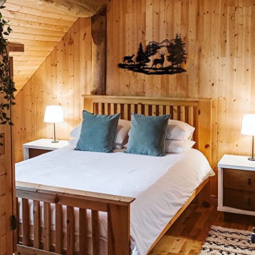 Metal Deer in the Woods Wall Decor 22x 13 Inch