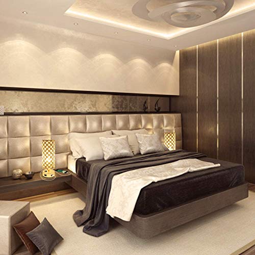 Crystal Gold Table Lamp Set of 2 w/ USB Charging Ports
