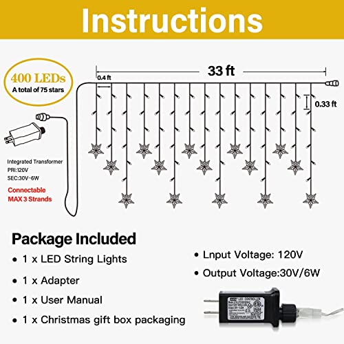 Curtain Lights for Decorations, 10 Ft Connectable String Lights with 8 Twinkle Modes Led Fairy Lights