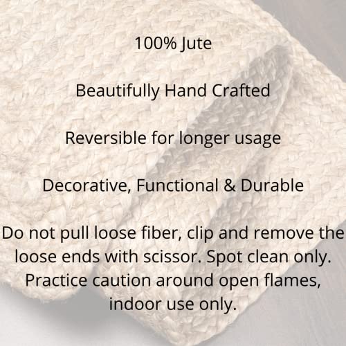 Farmhouse Jute Burlap Braided Table Runner 36 Inches Long - 13x36 Natural Jute Braided Table Runner