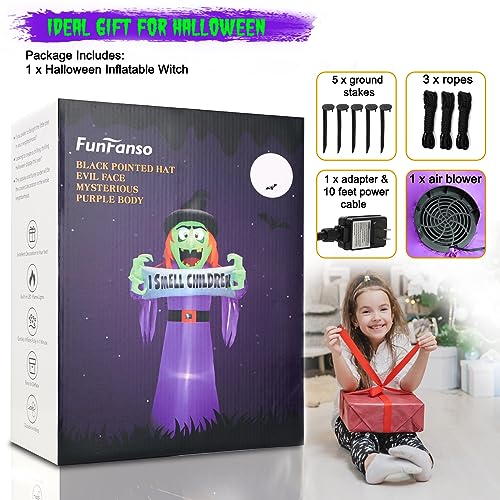 8 FT Halloween Inflatable Spider Outdoor Decorations for Yard, Giant Crawling Spider with LED Rotating Flame,