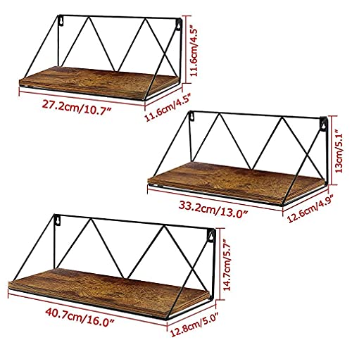 Floating Wall Shelves Set of 3 Rustic Wood Storage Shelf