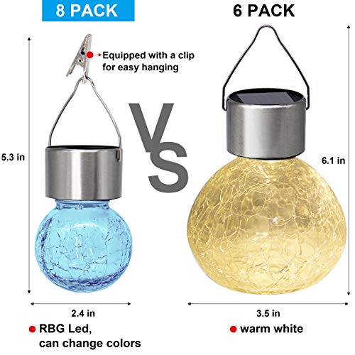 8 Pack Christmas Solar Hanging Ball Lights with Umbrella Clips