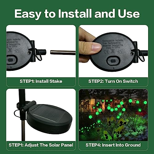 16LED Wind Dance Green Swaying Firefly Lights with Halloween  Outdoor Waterproof Solar Garden Lights