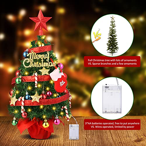 22ββ Mini Christmas Tree Set w/ 50 LED Lights & 39 Pcs Ornaments