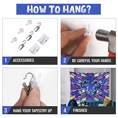 Colorful Cool Lion Tapestry 50x60"