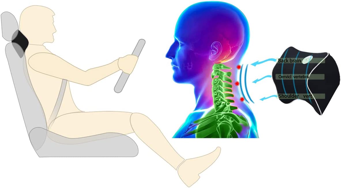 2 Pack Car Neck Pillow, Pain Relief Pillow for car, 100% Soft Memory Foam (Black)