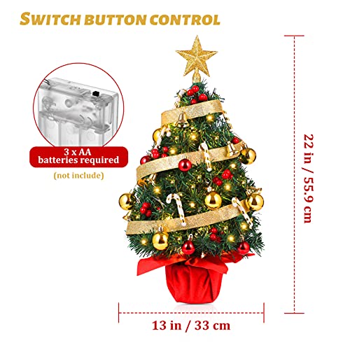 22ββ Mini Christmas Tree Set w/ 50 LED Lights & 39 Pcs Ornaments