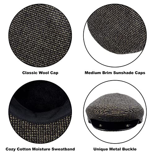 Thick Warm Woolen Beret for Men Solid Color Fold-Down Ear Protection Irish Duckbill Caps