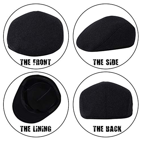 Thick Warm Woolen Beret for Men Solid Color Fold-Down Ear Protection Irish Duckbill Caps