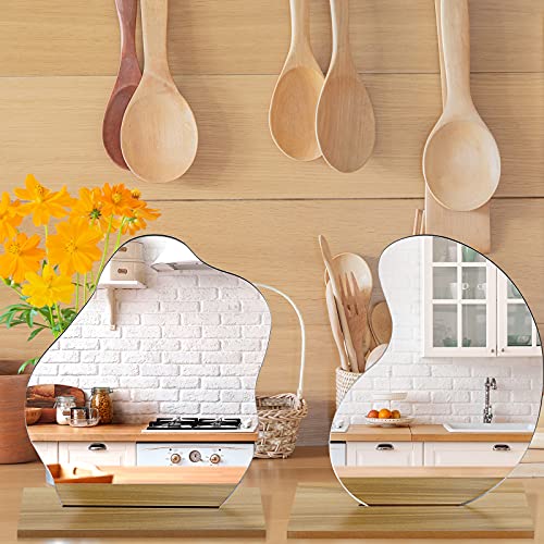 2 Pack Aesthetic Acrylic Makeup Mirror for Desk w/ Stand