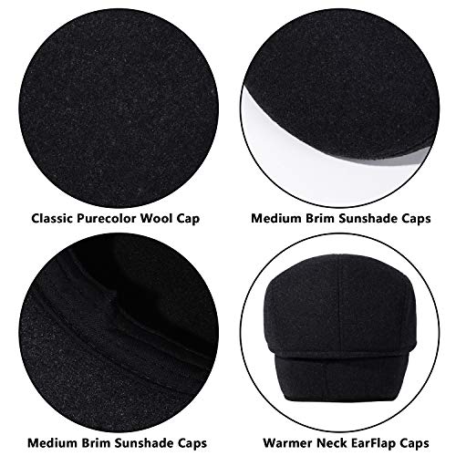 Thick Warm Woolen Beret for Men Solid Color Fold-Down Ear Protection Irish Duckbill Caps