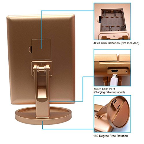 Tri-fold Lighted Vanity Makeup Mirror w/ 3x/2x Magnification, Touch Screen &180 Degree Free Rotation