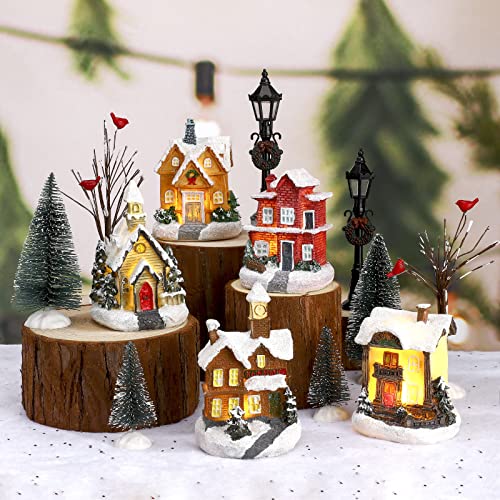 Christmas Lighted Winter Village Houses Set