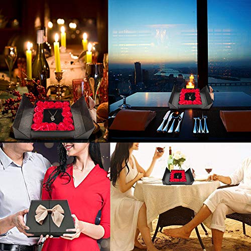 Eternal Real Rose Gift Box w/ Heart Design Necklace Gifts for Valentines Day/ Wedding Anniversary