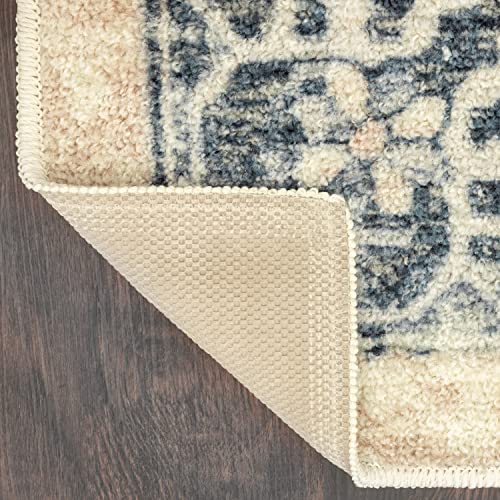 Caprice Boho Non Skid Runner Rug Blue, 2' x 6'
