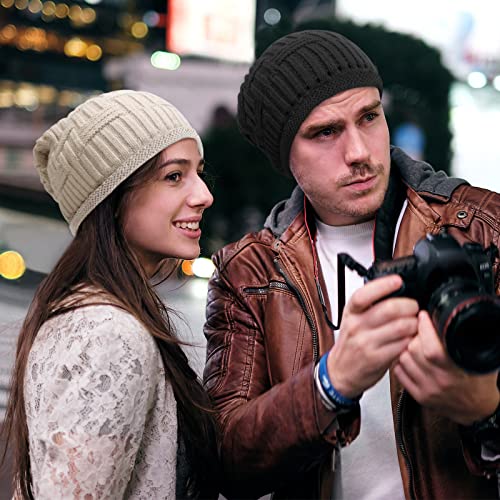 2 Pack Slouchy Beanie Winter Knit Soft Hat for Women/Men
