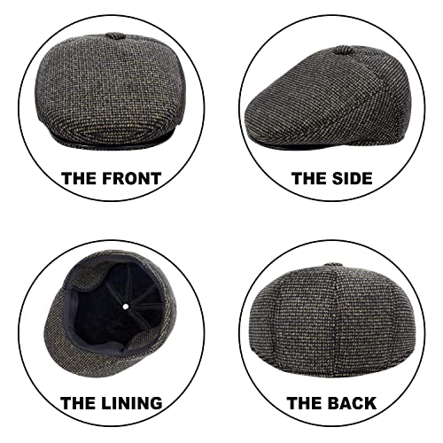 Thick Warm Woolen Beret for Men Solid Color Fold-Down Ear Protection Irish Duckbill Caps