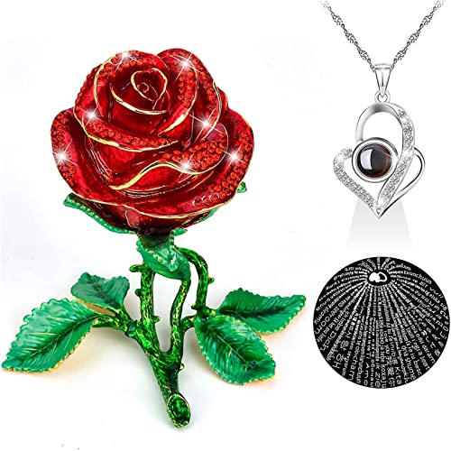 Gifts for Mom - Preserved Rose & Sterling Silver Necklace