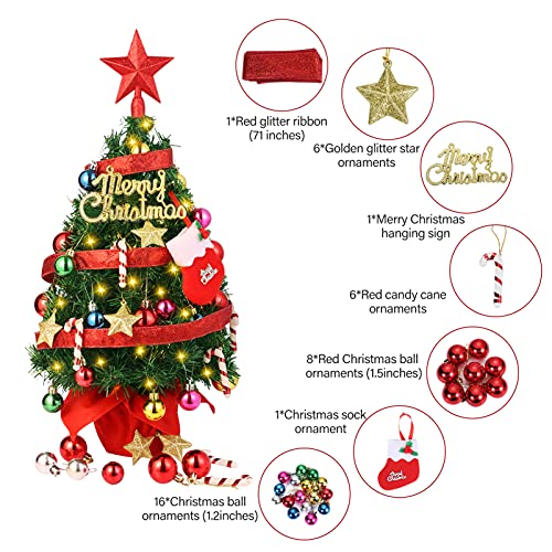 22ββ Mini Christmas Tree Set w/ 50 LED Lights & 39 Pcs Ornaments