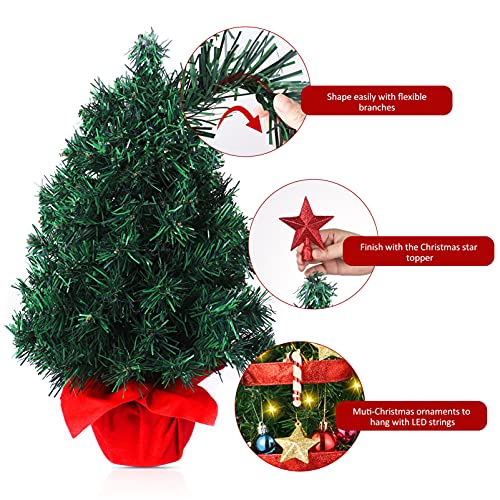 22ββ Mini Christmas Tree Set w/ 50 LED Lights & 39 Pcs Ornaments