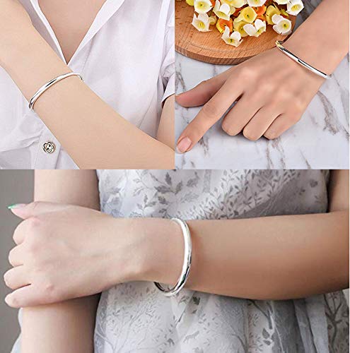Solid 925 Sterling Bangle Bracelet, Silver, (9inch)