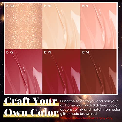 Gel Nail Polish Kit- 6 Colors 7.3ml Each Bottle, Nail Art Box