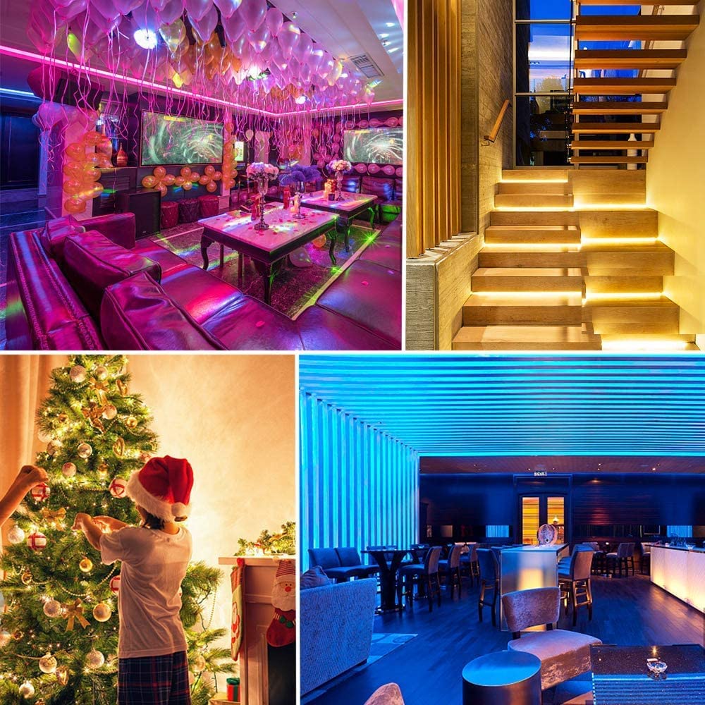 LED Strip Lights 32.8ft-Roll, Music Sync Color Changing 5050 RGB Lights,Built-in Mic