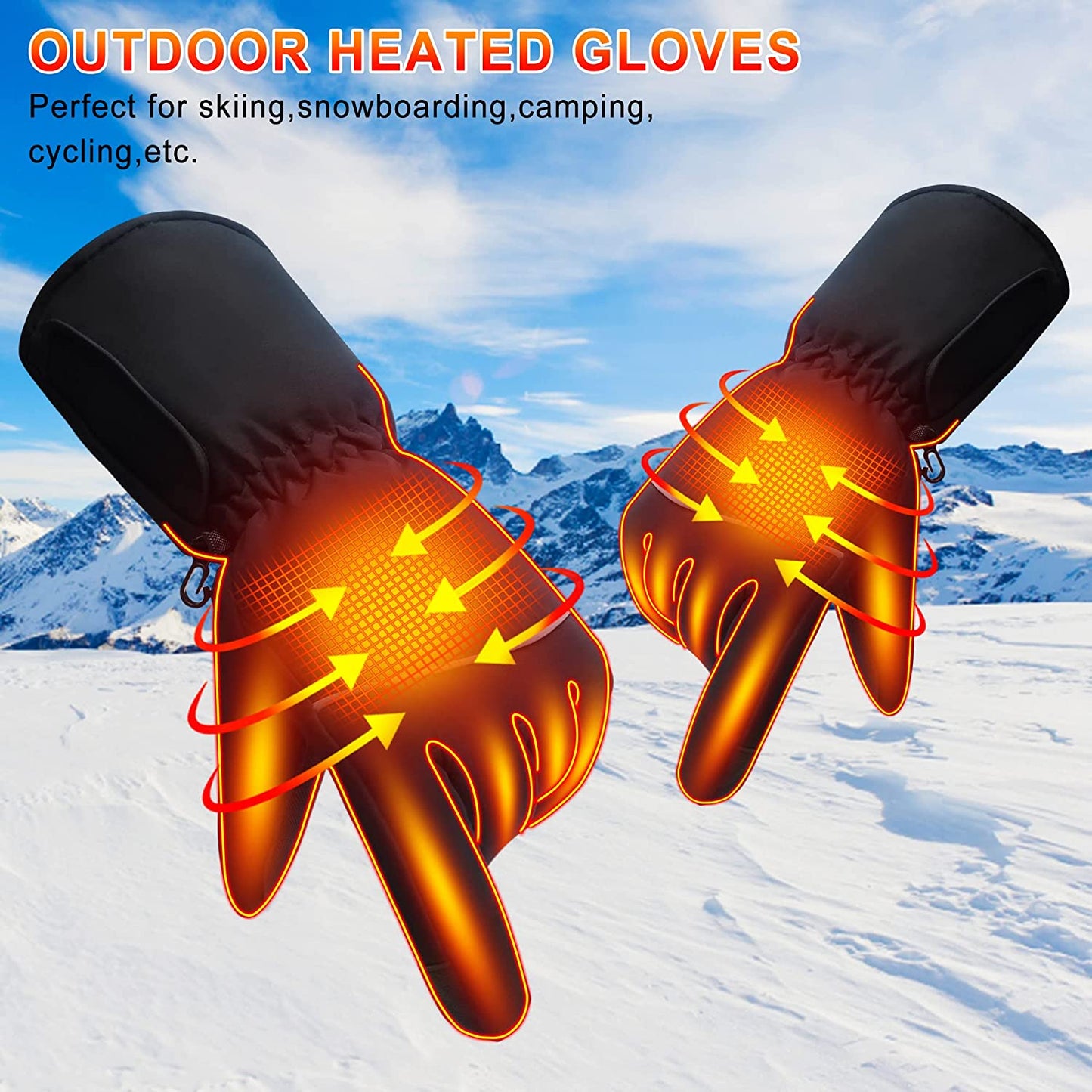 Heated Gloves, Electric Portable Battery Winter Warm Thermal Gloves, Touchscreen