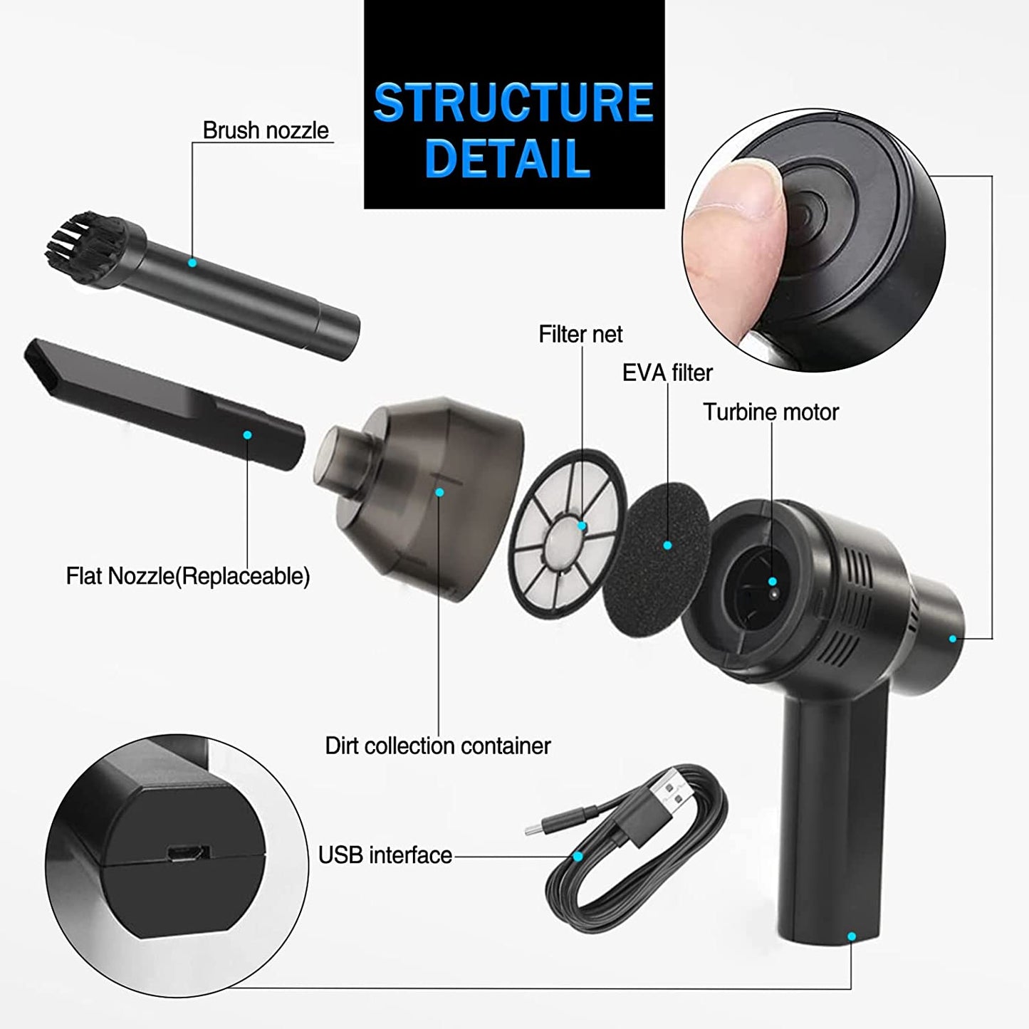 Keyboard Cleaner Powerful Rechargeable Mini Vacuum Cleaner, Cordless Portable