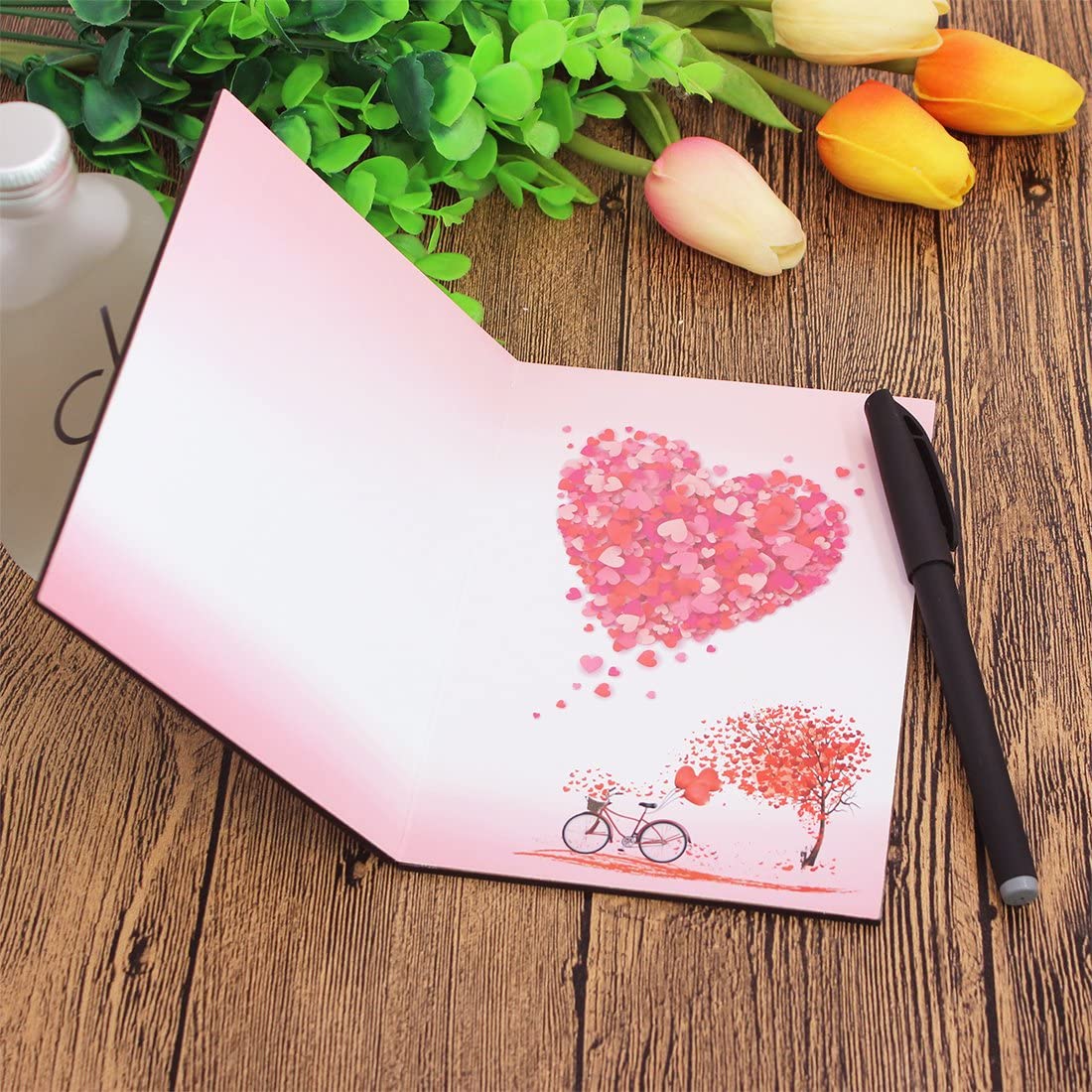 Handmade Walnut Wood Love Greeting Card with Unique Gift Card Box