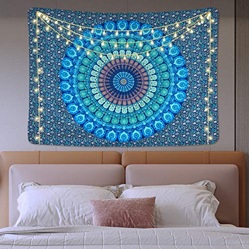 Bohemian Mandala Psychedelic Peacock Boho Tapestry
