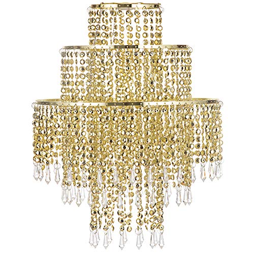3 Tier Acrylic Chandelier Shade, Ceiling Light w/ Crystal Beads 12.6 inches Diameter