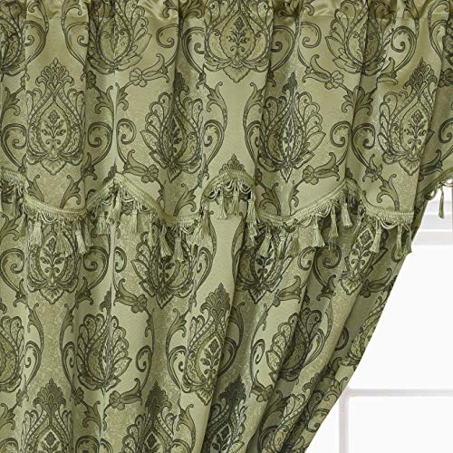 Simple Classic Window Curtain Panel Drape w/ Attached Wave Valance 2pcs Set 54x84"