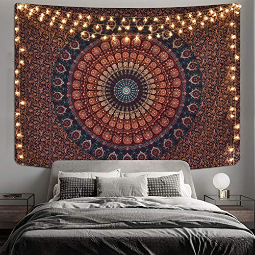 Bohemian Mandala Psychedelic Peacock Boho Tapestry
