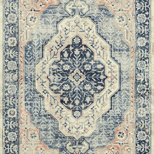 Caprice Boho Non Skid Runner Rug Blue, 2' x 6'