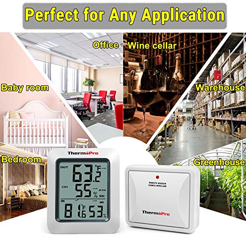 Digital Hygrometer Indoor Outdoor Thermometer Wireless & Humidity Gauge