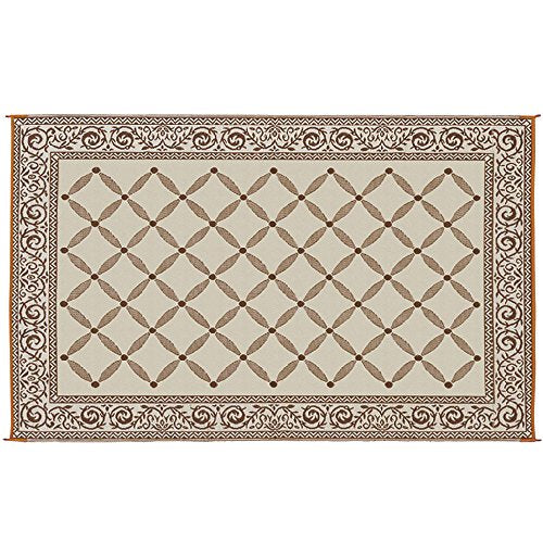 6'x 9' Reversible Mat Plastic Straw Area Rug (Brown/Beige)