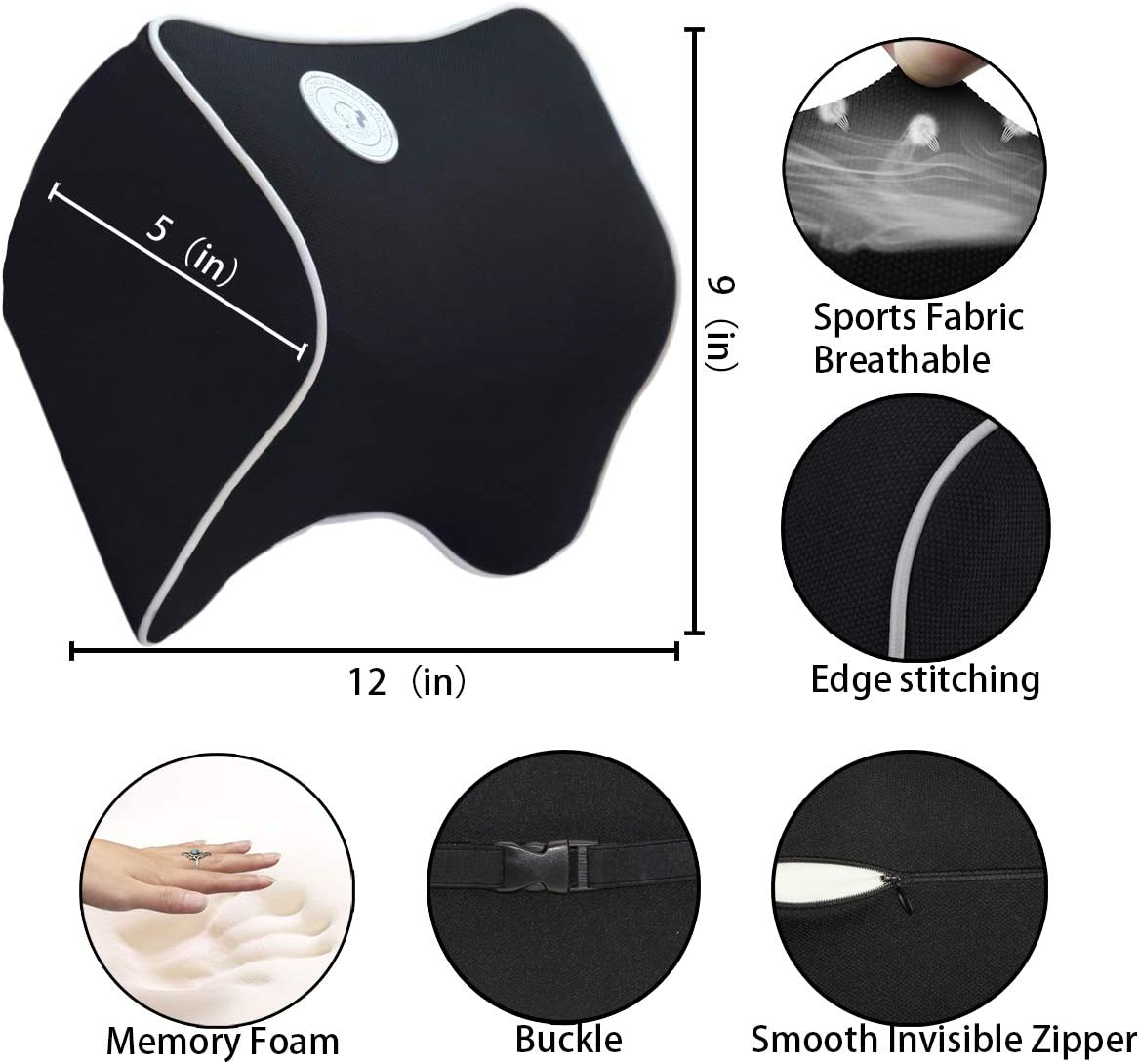 2 Pack Car Neck Pillow, Pain Relief Pillow for car, 100% Soft Memory Foam (Black)