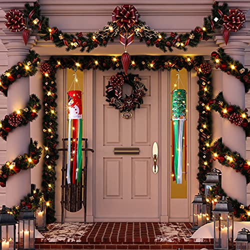 39 Inch 4 Pcs Christmas Windsock Flags w/ LED Lights