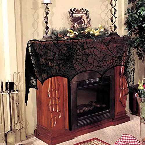 Halloween Decoration  Lace Spiderweb Fireplace Mantle Cover