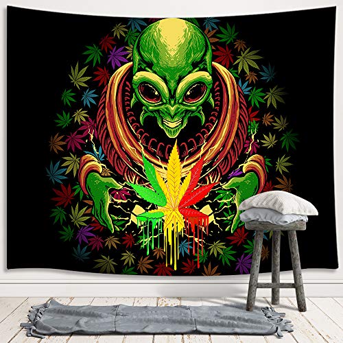 Cool Trippy Alien Stuff Leaf Tapestry Wall Decoration 60x40"
