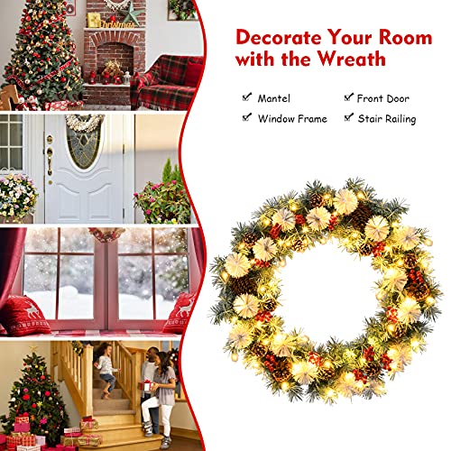 30β Pre-lit Christmas Wreath Decoration