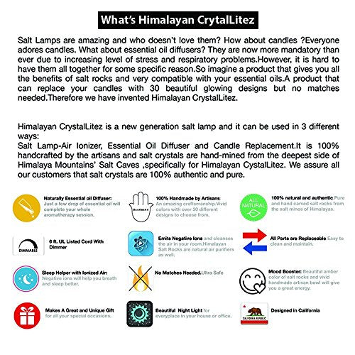 Sphere Bowl, Himalayan Salt Lamp w/ Dimmer Switch, Aromatherapy Salt