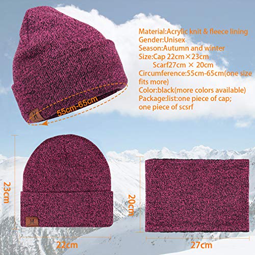 Winter Beanie Hat Scarf Touchscreen Gloves Set for Men & Women