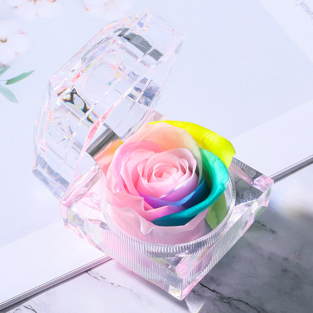 Preserved Forever Rose Acrylic Ring Box Gift for Women