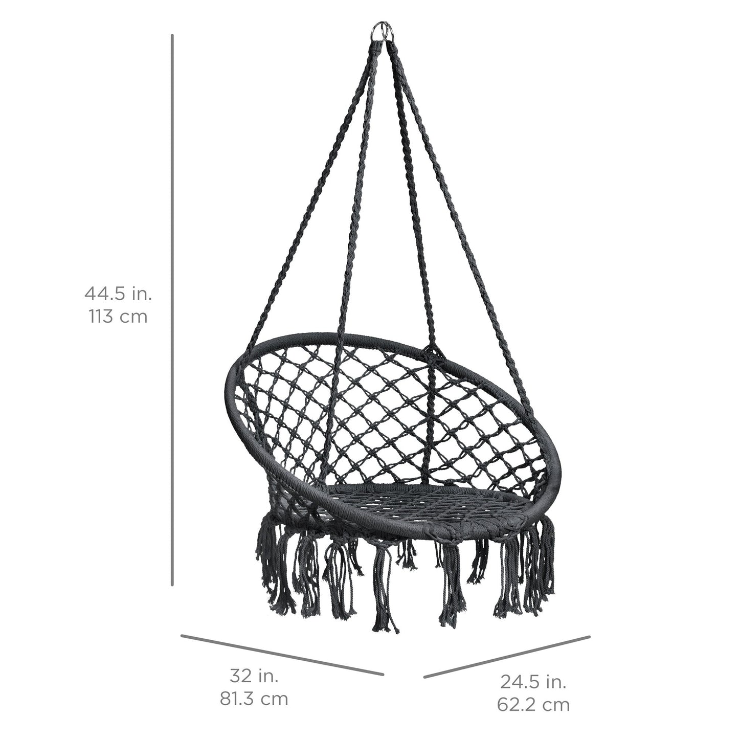Handwoven Cotton Macrame Hammock Hanging Chair w/ Backrest