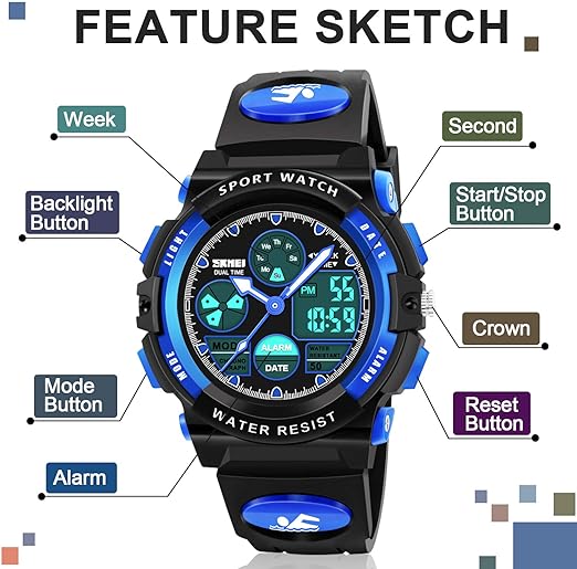 LED Multi Function Waterproof Watch for Kids - Kids Gifts